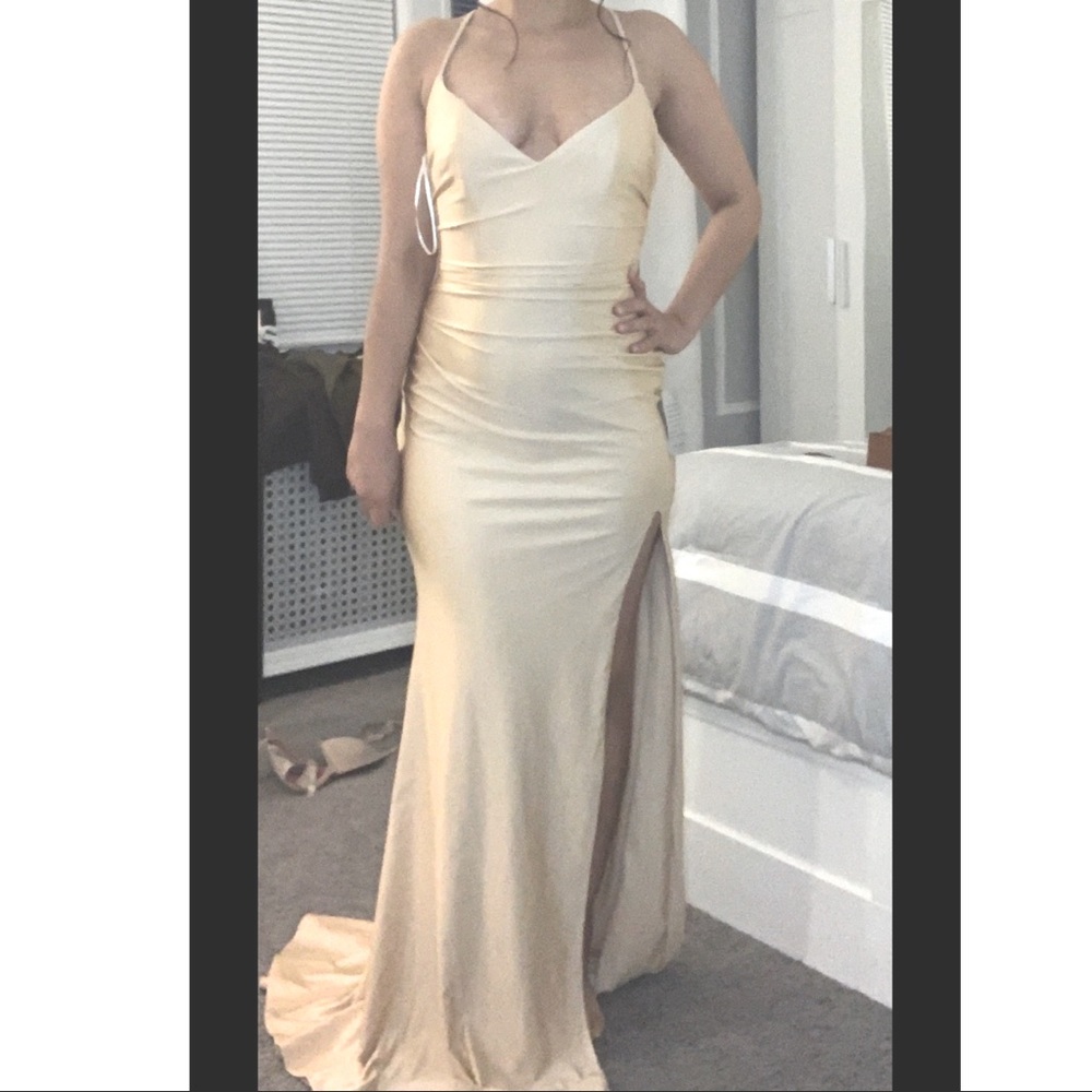 La Femme Sheen Nude Evening Gown size 6!